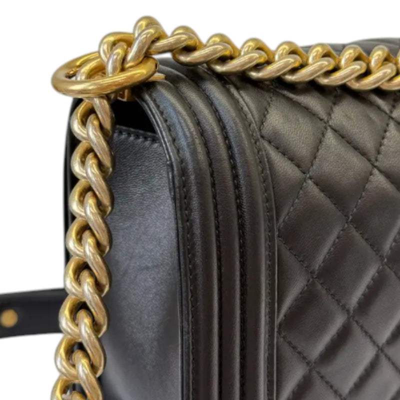 Boy Flap Medium Lambskin Quilted Black GHW