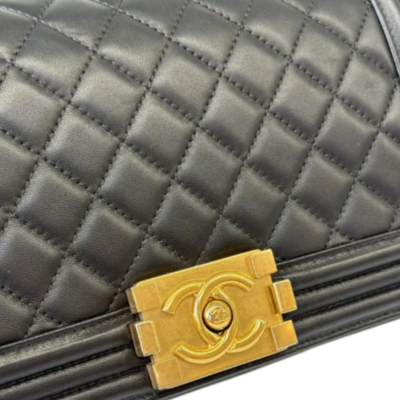 Boy Flap Medium Lambskin Quilted Black GHW
