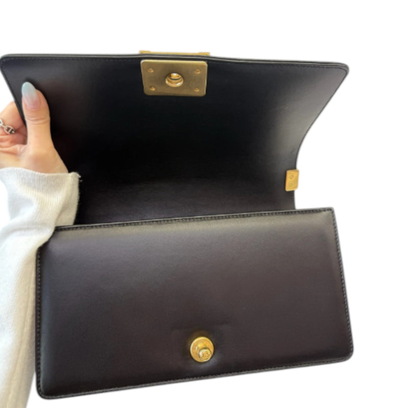 Boy Flap Medium Lambskin Quilted Black GHW