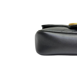 GG Marmont Super Mini Calfskin Matelasse Black GHW