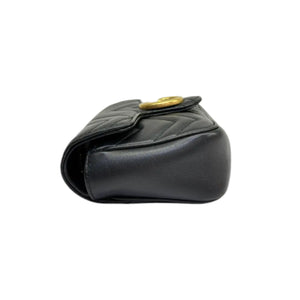 GG Marmont Super Mini Calfskin Matelasse Black GHW