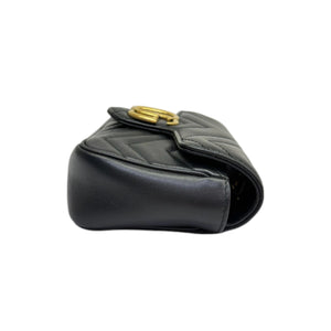 GG Marmont Super Mini Calfskin Matelasse Black GHW