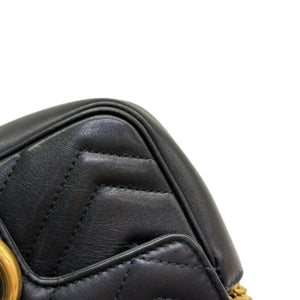 GG Marmont Super Mini Calfskin Matelasse Black GHW