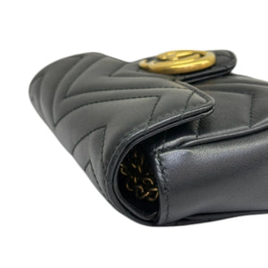 GG Marmont Super Mini Calfskin Matelasse Black GHW