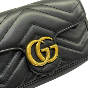 GG Marmont Super Mini Calfskin Matelasse Black GHW