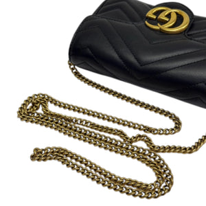 GG Marmont Super Mini Calfskin Matelasse Black GHW