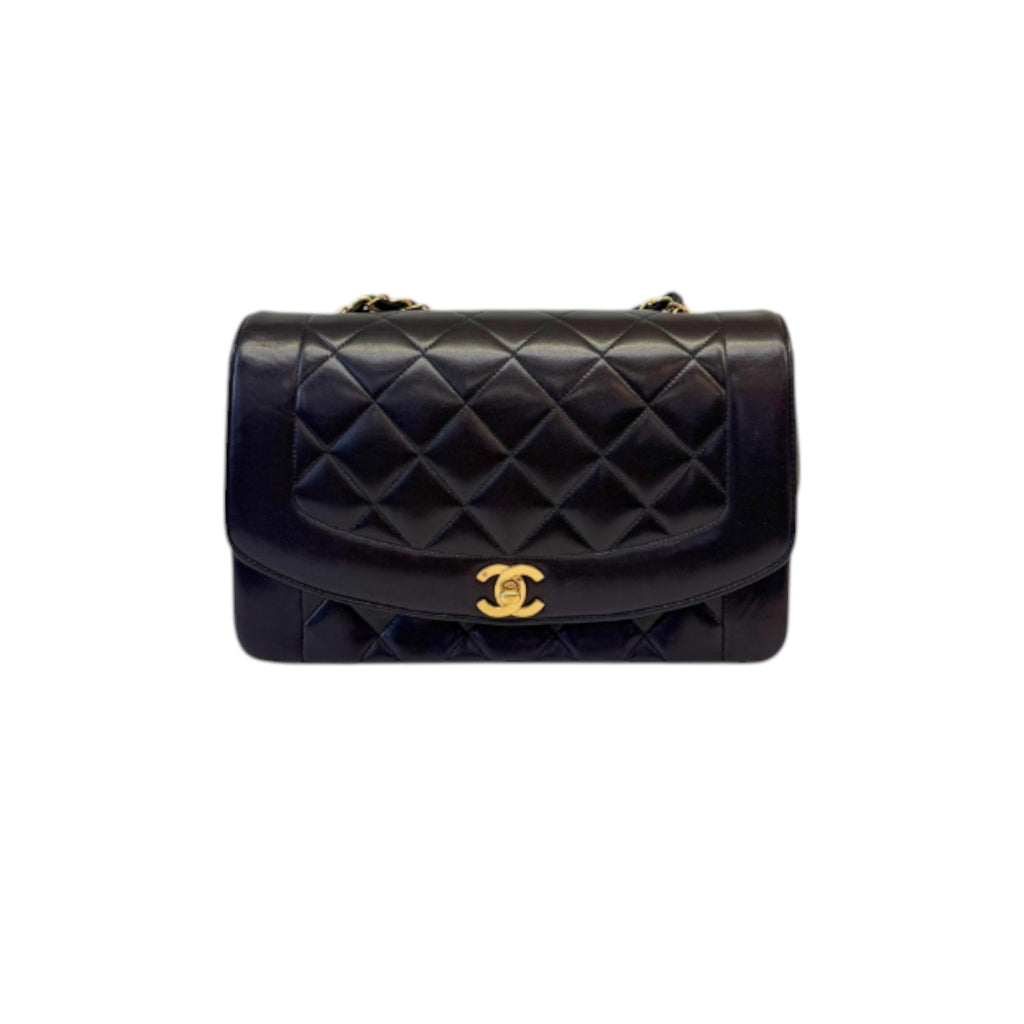 Vintage Diana Single Flap Lambskin Black GHW