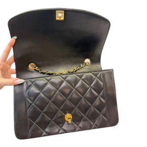 Vintage Diana Single Flap Lambskin Black GHW