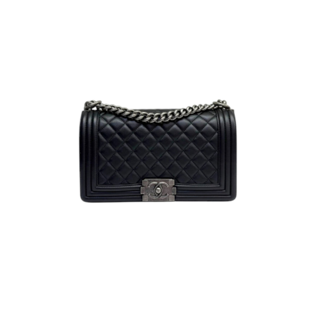 Boy Flap Medium Lambskin Quilted Black RHW