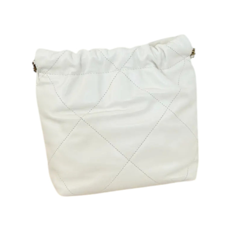 22 Mini Shiny Calfskin Quilted White GHW
