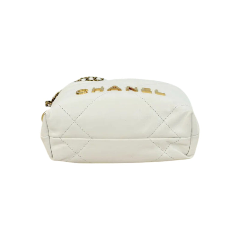 22 Mini Shiny Calfskin Quilted White GHW