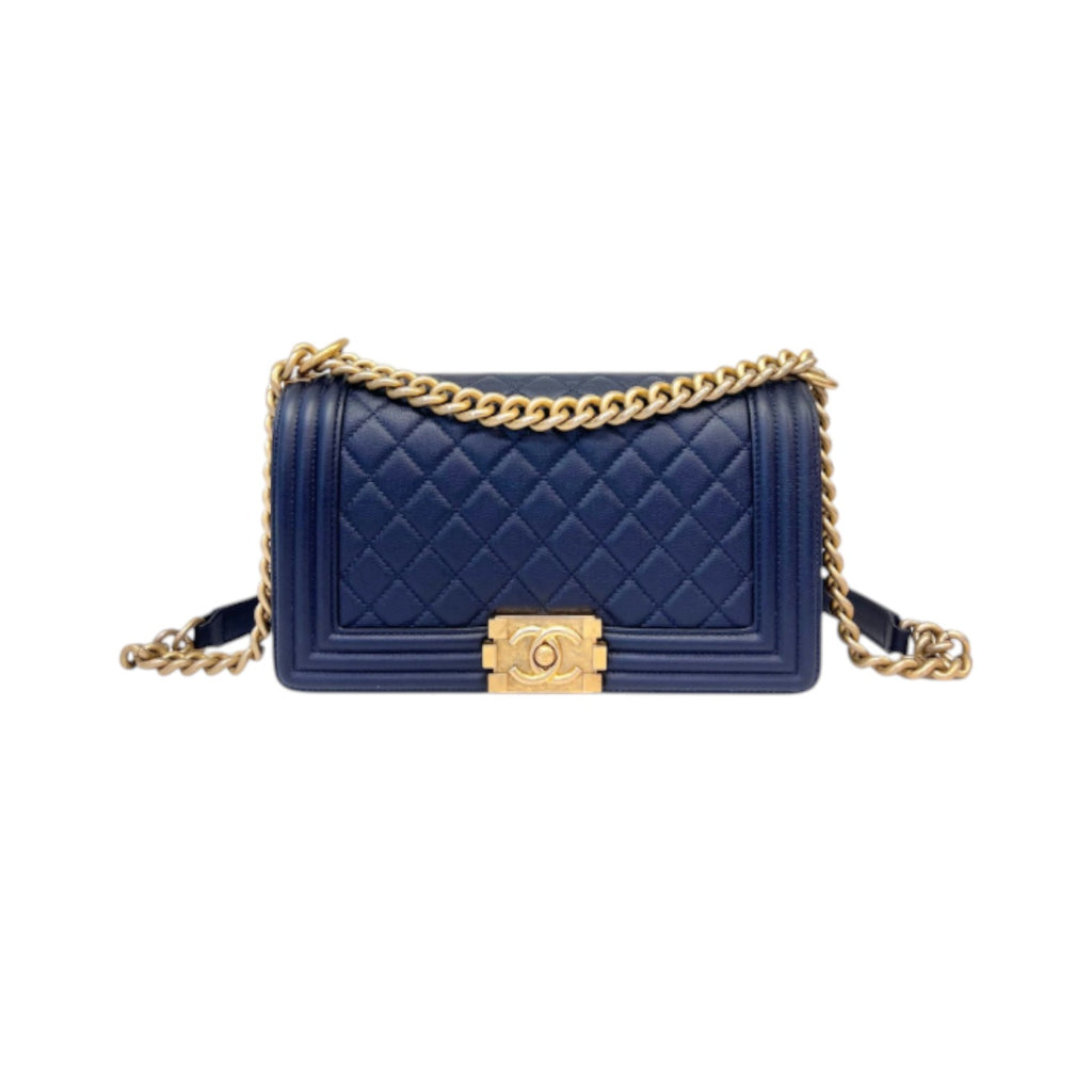Boy Flap Medium Caviar Quilted Navy GHW
