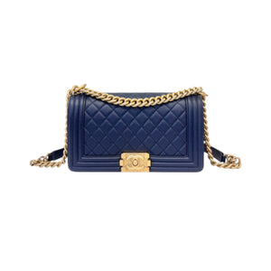 Boy Flap Medium Caviar Quilted Navy GHW