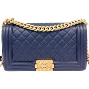 Boy Flap Medium Caviar Quilted Navy GHW