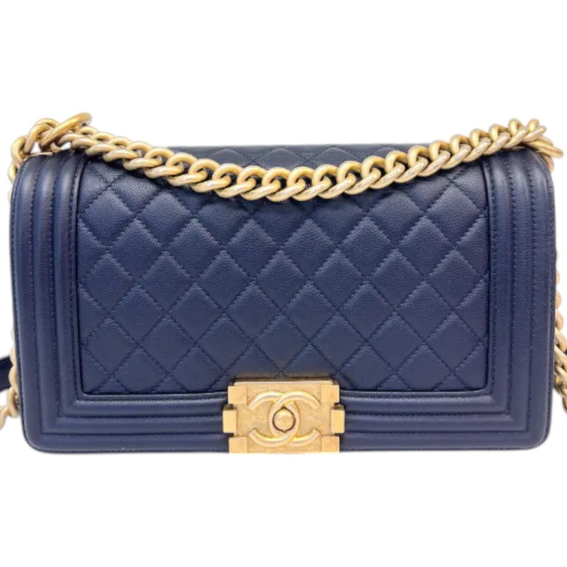Boy Flap Medium Caviar Quilted Navy GHW
