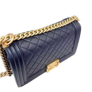 Boy Flap Medium Caviar Quilted Navy GHW
