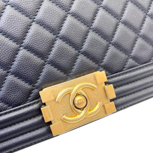 Boy Flap Medium Caviar Quilted Navy GHW