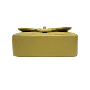Top Handle Flap Mini Lambskin Quilted Olive Green GHW