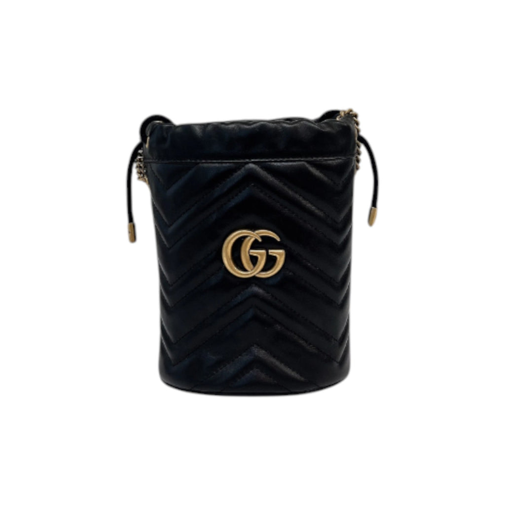 GG Marmont Bucket Mini Calfskin Matelasse Black GHW