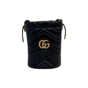 GG Marmont Bucket Mini Calfskin Matelasse Black GHW
