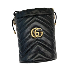 GG Marmont Bucket Mini Calfskin Matelasse Black GHW