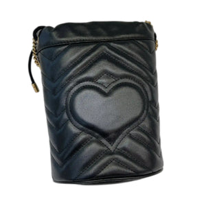 GG Marmont Bucket Mini Calfskin Matelasse Black GHW