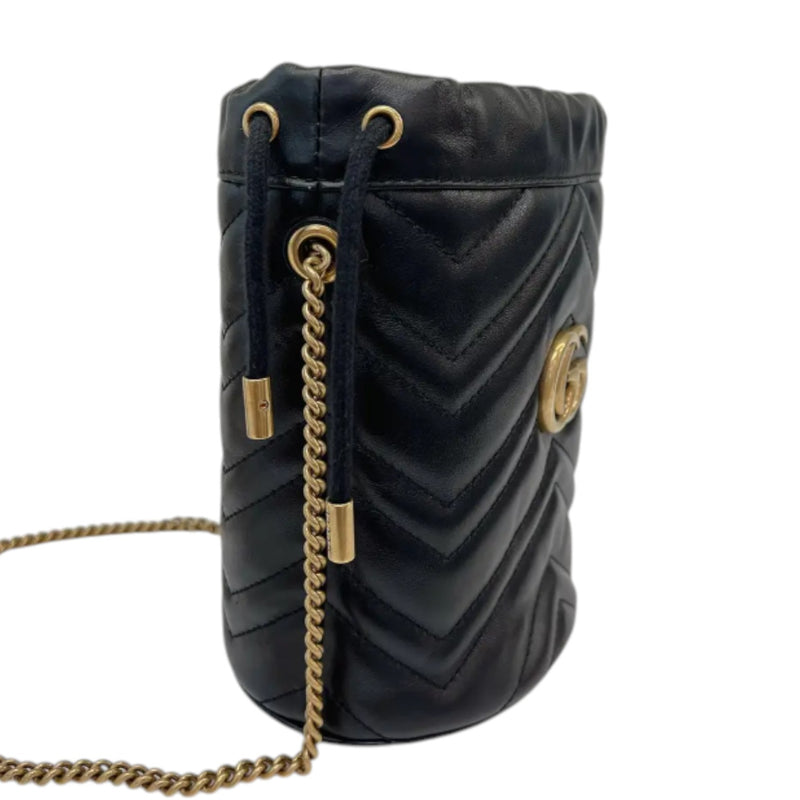 GG Marmont Bucket Mini Calfskin Matelasse Black GHW