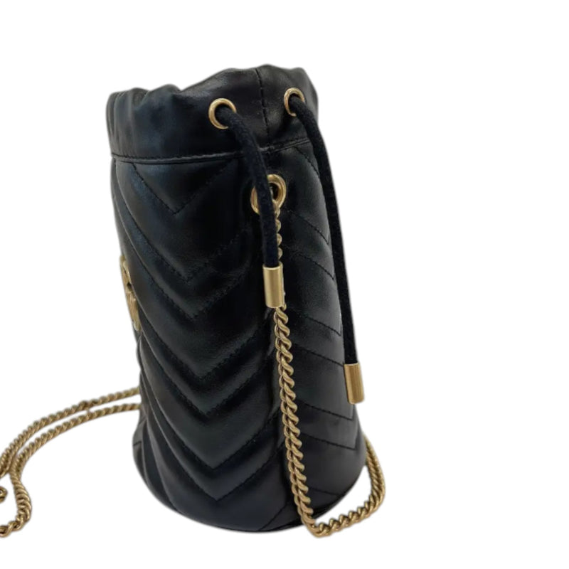 GG Marmont Bucket Mini Calfskin Matelasse Black GHW
