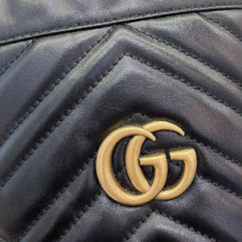 GG Marmont Bucket Mini Calfskin Matelasse Black GHW