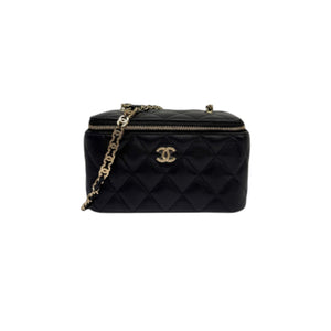 Vanity Case With Chain Caviar Quilted Black GHW