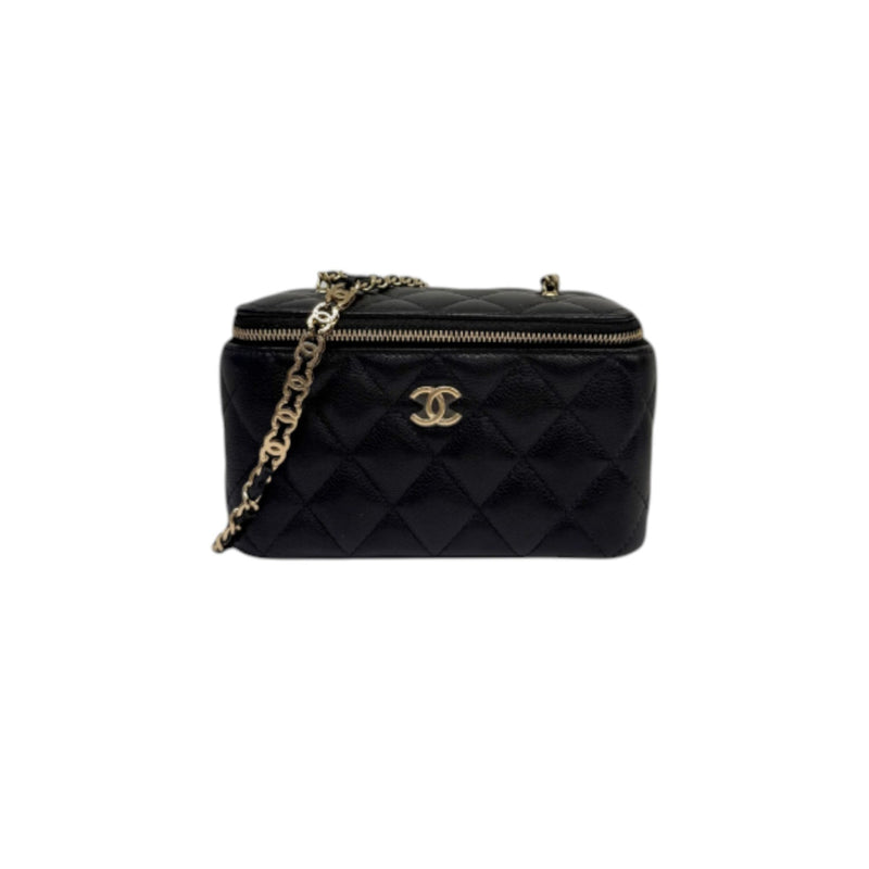 Vanity Case With Chain Caviar Quilted Black GHW