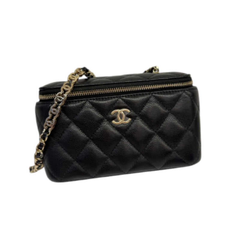 Vanity Case With Chain Caviar Quilted Black GHW