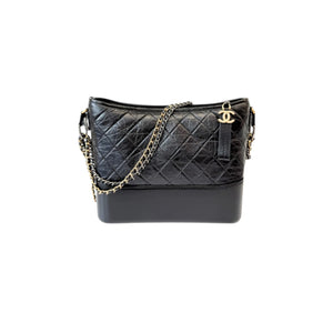 Gabrielle Hobo Large Aged Calfskin Quilted Black MHW