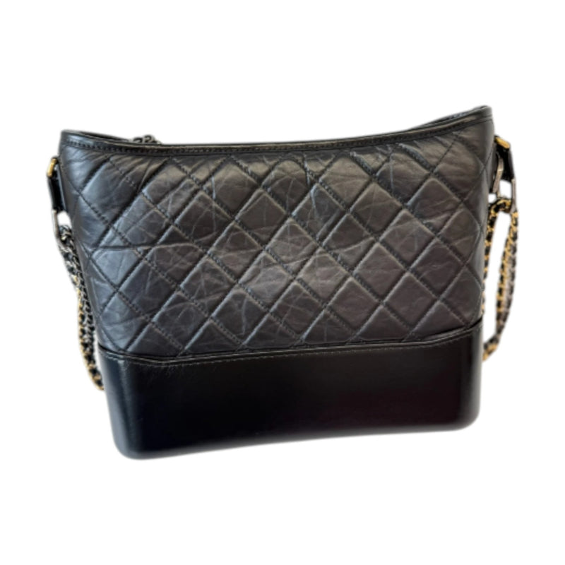 Gabrielle Hobo Large Aged Calfskin Quilted Black MHW