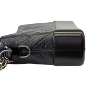 Gabrielle Hobo Large Aged Calfskin Quilted Black MHW