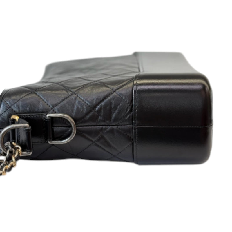 Gabrielle Hobo Large Aged Calfskin Quilted Black MHW