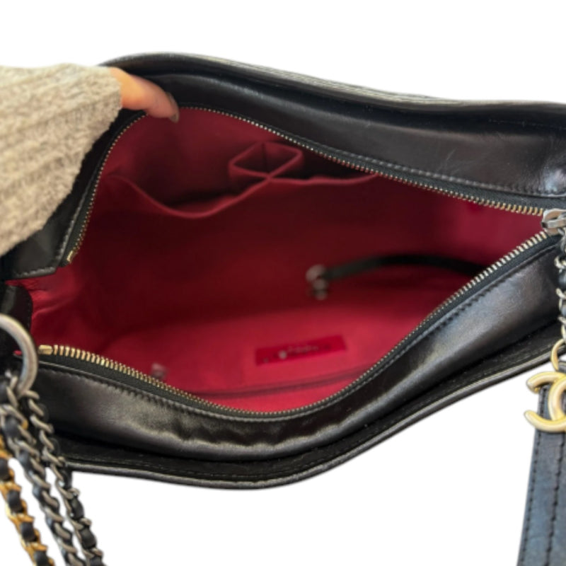Gabrielle Hobo Large Aged Calfskin Quilted Black MHW