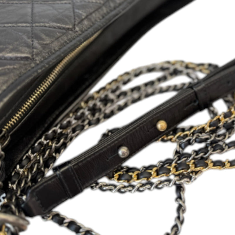 Gabrielle Hobo Large Aged Calfskin Quilted Black MHW