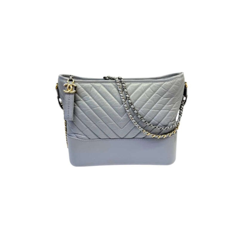 Gabrielle Hobo Large Aged Calfskin Chevron Grey MHW