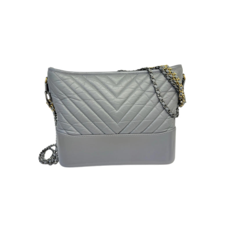 Gabrielle Hobo Large Aged Calfskin Chevron Grey MHW