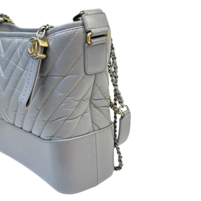 Gabrielle Hobo Large Aged Calfskin Chevron Grey MHW