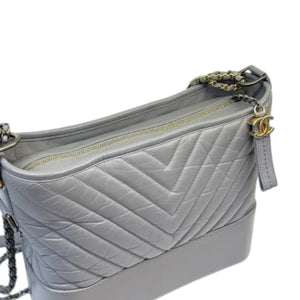 Gabrielle Hobo Large Aged Calfskin Chevron Grey MHW