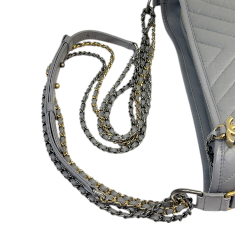 Gabrielle Hobo Large Aged Calfskin Chevron Grey MHW
