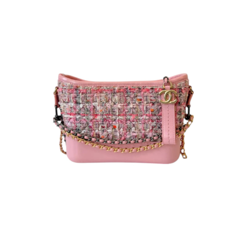 Gabrielle Hobo Small Tweed Calfskin Light Pink MHW