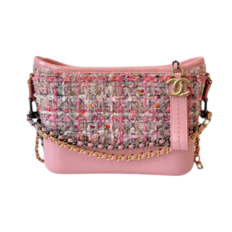 Gabrielle Hobo Small Tweed Calfskin Light Pink MHW