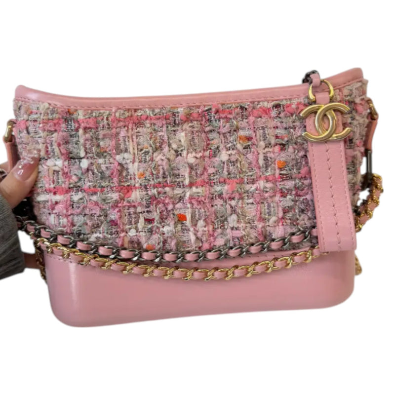 Gabrielle Hobo Small Tweed Calfskin Light Pink MHW