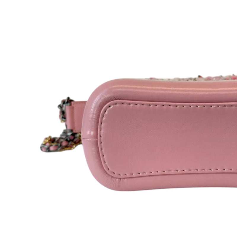 Gabrielle Hobo Small Tweed Calfskin Light Pink MHW