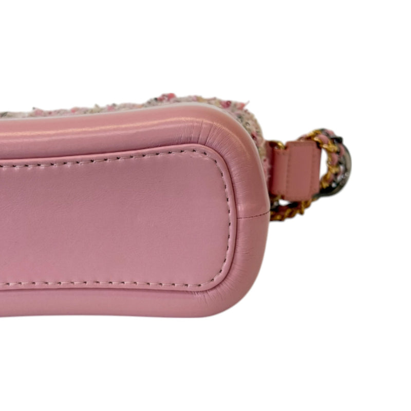 Gabrielle Hobo Small Tweed Calfskin Light Pink MHW