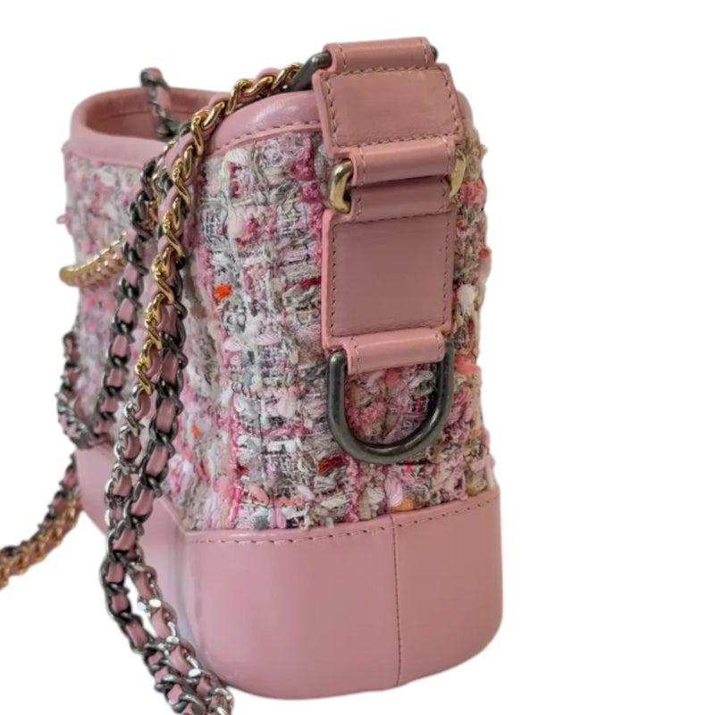 Gabrielle Hobo Small Tweed Calfskin Light Pink MHW