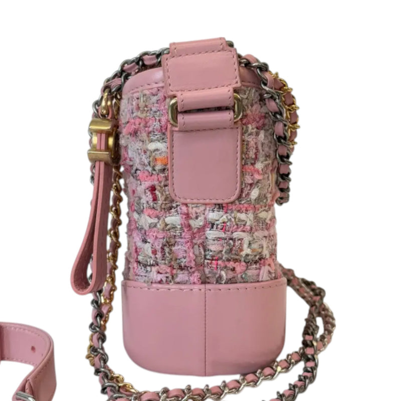 Gabrielle Hobo Small Tweed Calfskin Light Pink MHW
